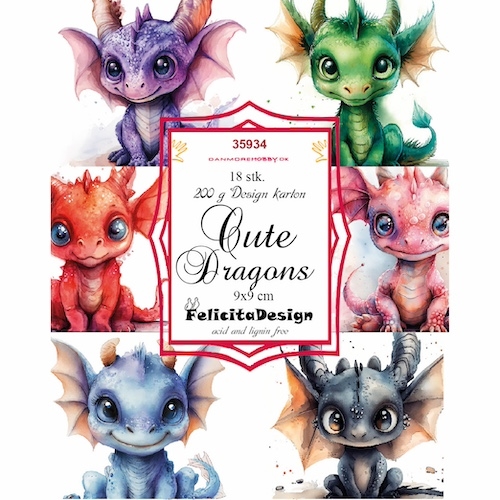 Toppers Cute Dragons 3x6 stk 9x9cm 200g